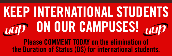 Keep International Students on our campuses! Please comment today on the elimination of the Duration of Status (DS) for international students.