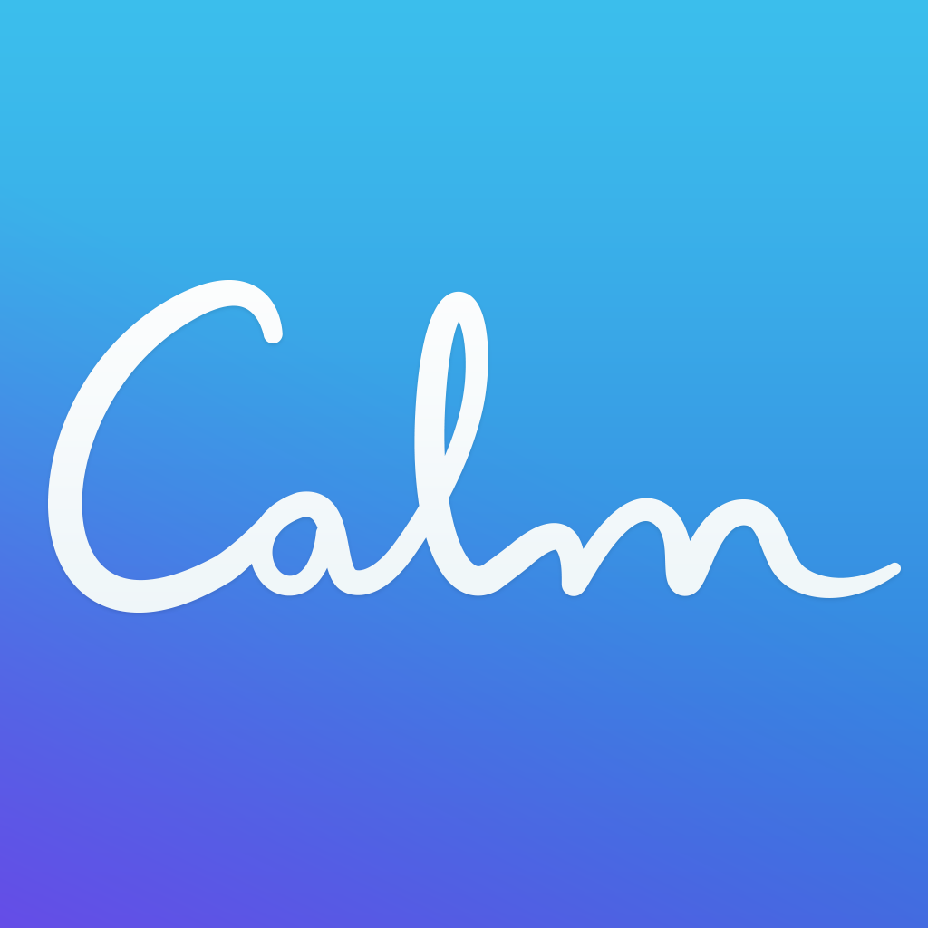 The word "Calm" written on a blue gradient background.