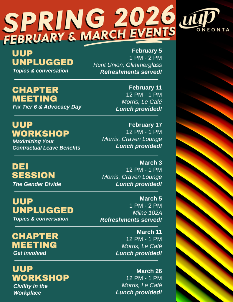 February and March chapter events outlined in the accompanying post