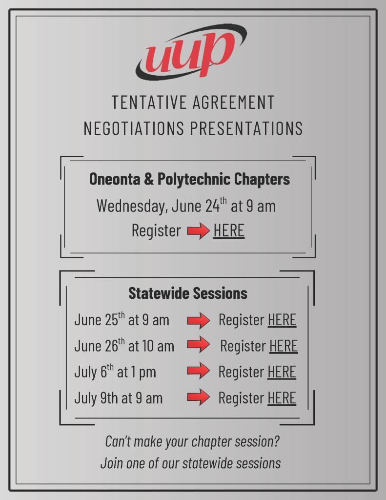 Tenatative agreement negotiation presentations sessions flyer